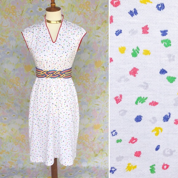 Vintage Dresses & Skirts - True Vintage❤️80s Confetti Poly Midi Dress!